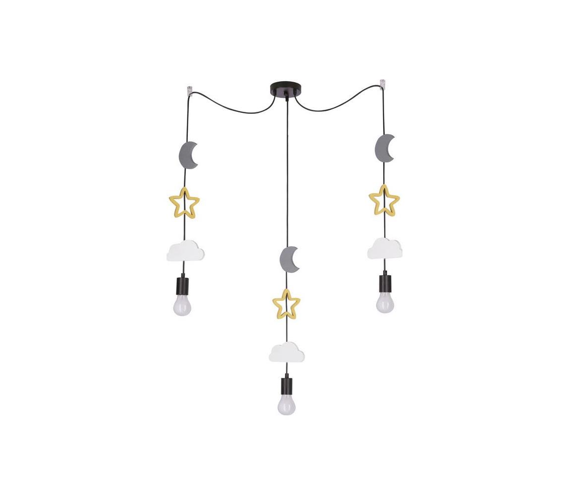Gyermek csillár zsinóron TRIO 3xE27/20W/230V szürke/sárga/fehér 33