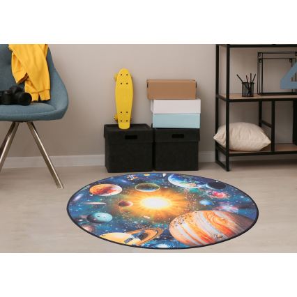 Gyermek csúszásgátló szőnyeg PRINT 3D 80 cm bolygók/többszínű