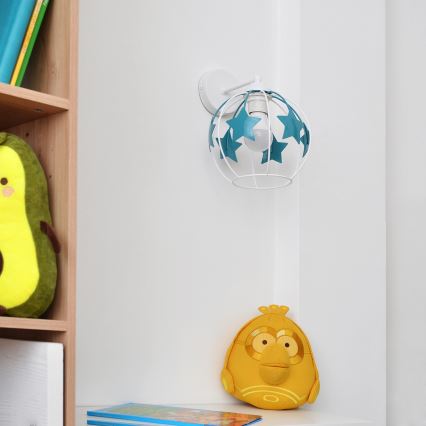 Gyermek fali lámpa STARS 1xE27/15W/230V türkiz/fehér