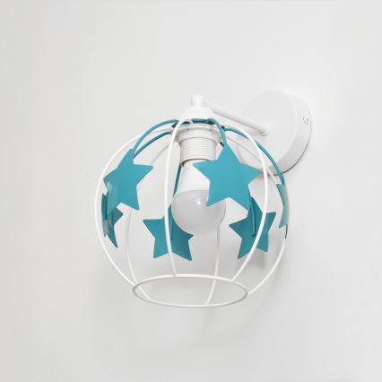 Gyermek fali lámpa STARS 1xE27/15W/230V türkiz/fehér