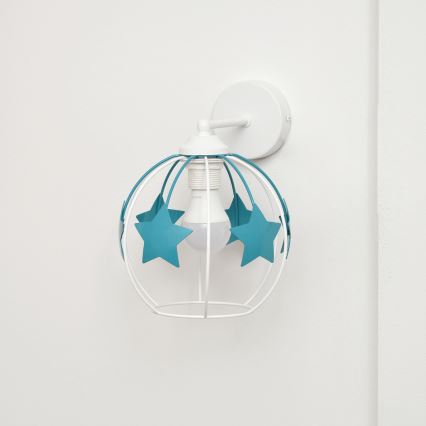 Gyermek fali lámpa STARS 1xE27/15W/230V türkiz/fehér