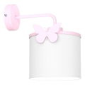 Gyermek fali lámpa SWEET 1xE27/15W/230V fehér/rózsaszín/pillangó