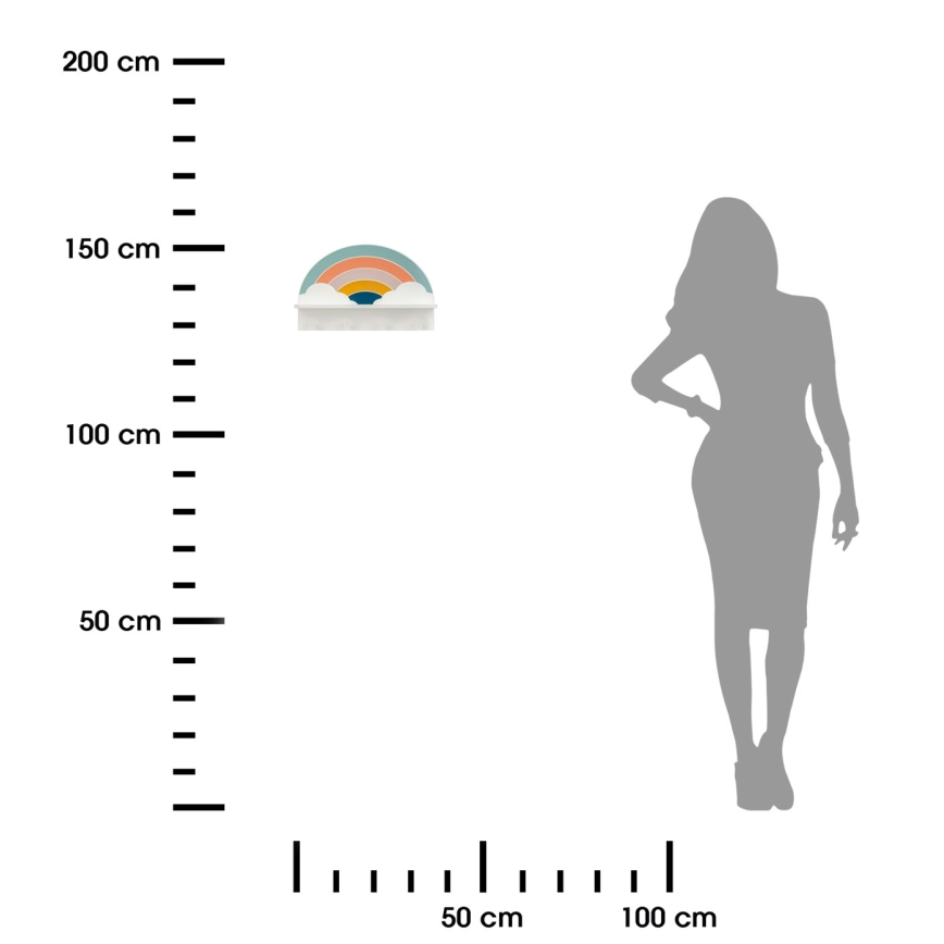 Gyermek fali polc akasztókkal szívárvány/színes