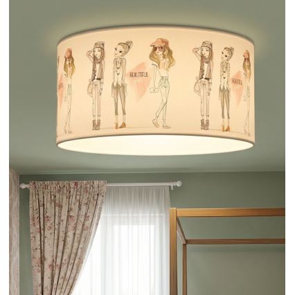 Gyermek mennyezeti lámpa GIRLS VIBES 1xE27/60W/230V, átm. 40 cm, lányoknak