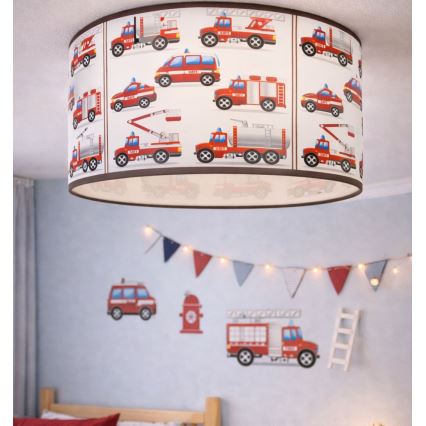 Gyermek mennyezeti lámpa KIDS ROOM 1xE27/60W/230V, átmérő 40 cm, tűzoltó mintával