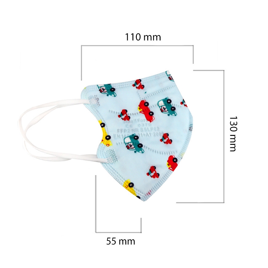 Gyermek méretű maszk FFP2 Kids NR CE 0370 Autók kék 1db