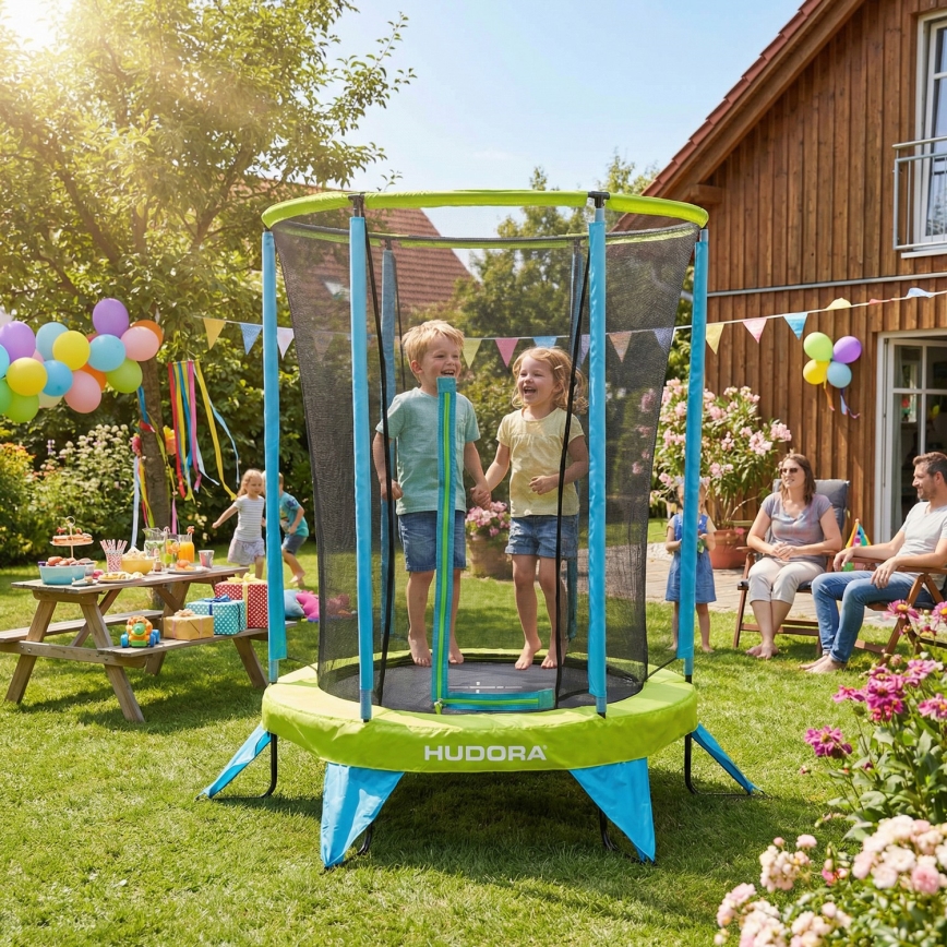 Gyermek trambulin, átmérő 140 cm, kék/zöld