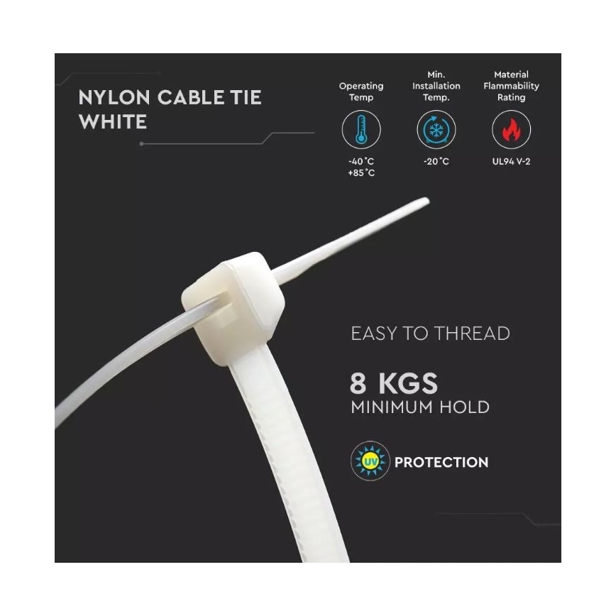 Gyorskötöző 2,5x100mm 100db fehér