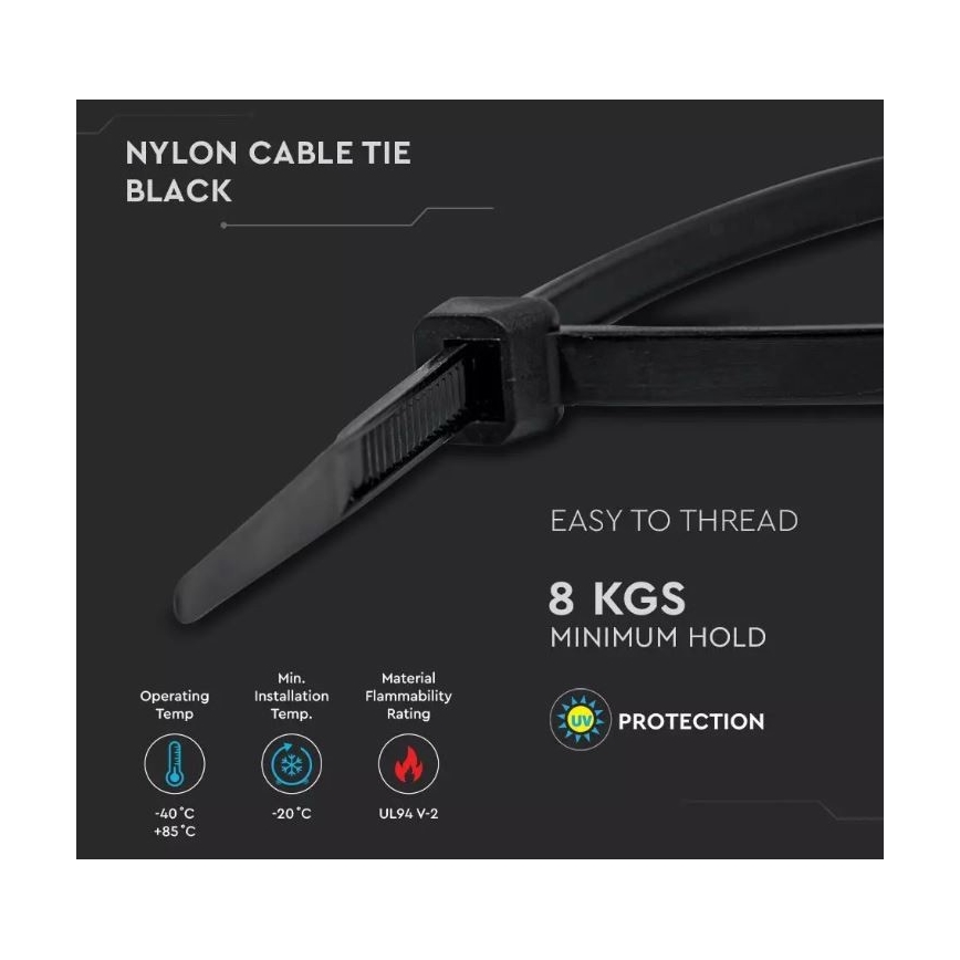 Gyorskötöző 2,5x100mm 100db fekete