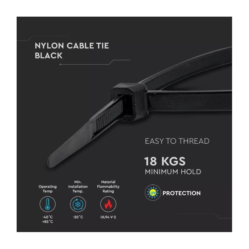 Gyorskötöző 3,5x200mm 100db fekete