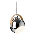 Halo Design 734443 - Kábeles csillár DC 1xE27/40W/230V Ø 18 cm, fényes króm/tölgy