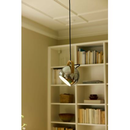 Halo Design 734443 - Kábeles csillár DC 1xE27/40W/230V Ø 18 cm, fényes króm/tölgy