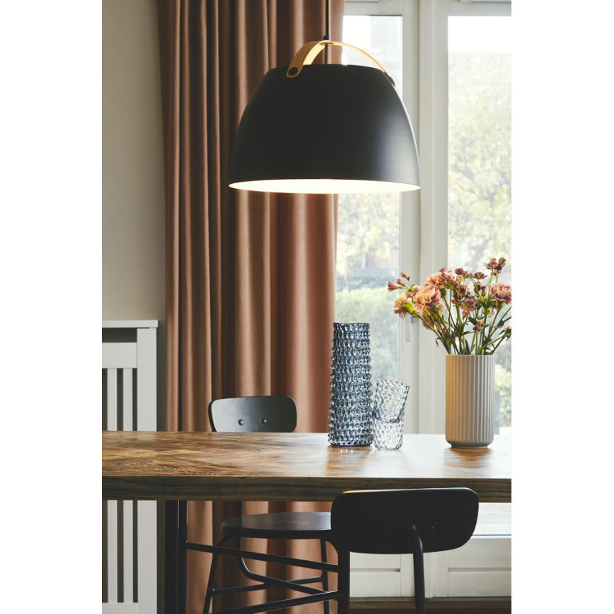 Halo Design 734887 - Zsinóros függőlámpa OSLO 1xE27/40W/230V Ø 40 cm fekete/tölgy