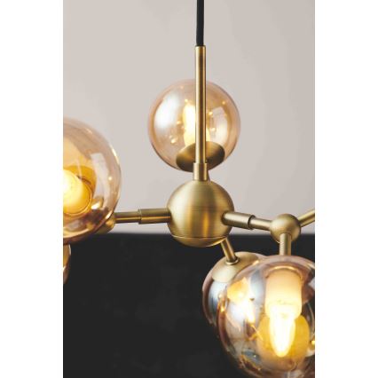 Halo Design 736560 - ATOM kábeles csillár 6xG9/28W/230V átm. 45 cm sárgaréz/füstös bézs