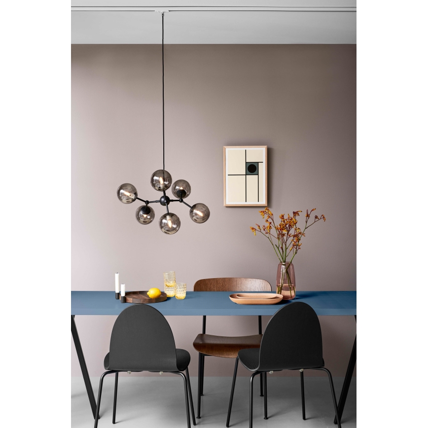 Halo Design 738823 - ATOM kábeles csillár 6xG9/28W/230V, átm. 57 cm, fekete/füstös fekete