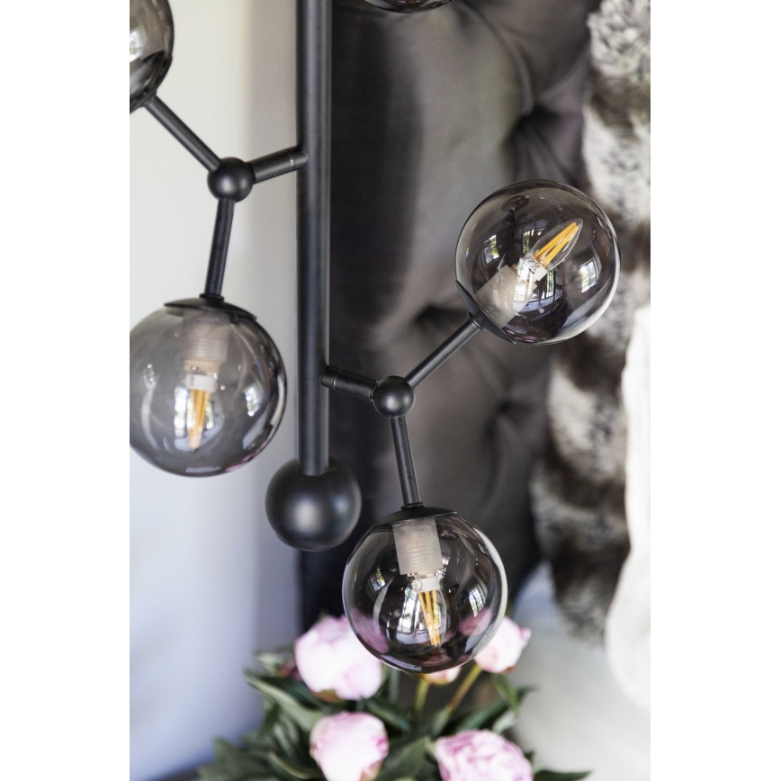 Halo Design 738854 - Kábellel függesztett ATOM csillár 6xG9/28W/230V, átmérő 30 cm, fekete/füstös fekete