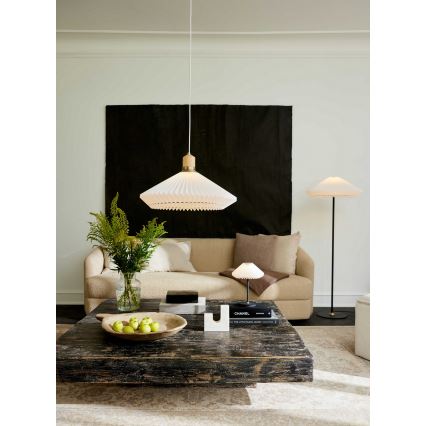 Halo Design 744268 - Kábeles függeszték PARIS 1xE27/60W/230V Ø 56 cm fehér/sárgaréz/tölgy