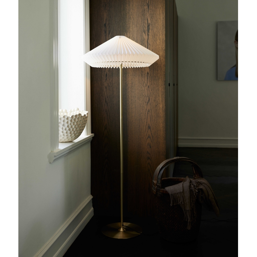 Halo Design 745050 - PARIS állólámpa 1xE27/40W/230V sárgaréz/fehér/tölgy
