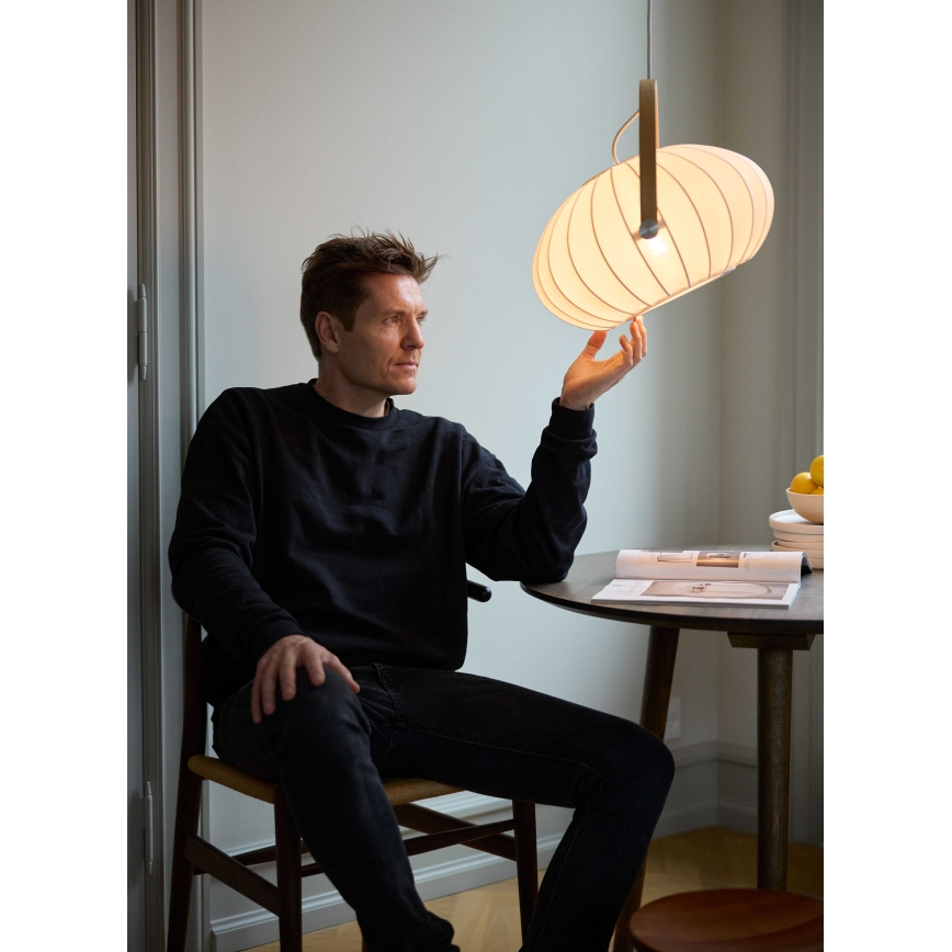 Halo Design 746347 - DC kábeles függeszték, 1x E27/40W/230V, átmérő 40 cm, fehér/tölgy