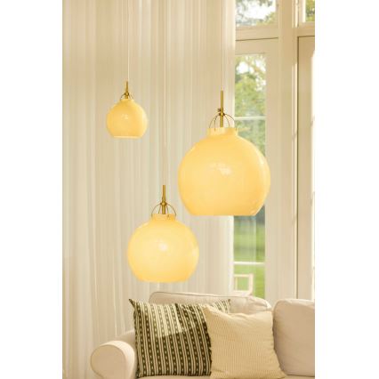 Halo Design 748006 - TOSCANA függőlámpa kábellel 1xE27/40W/230V átm. 27 cm bézs/sárgaréz
