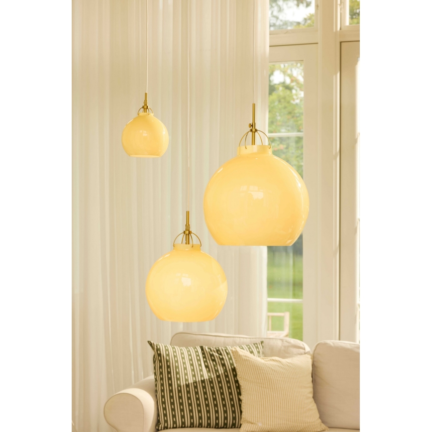 Halo Design 748006 - TOSCANA függőlámpa kábellel 1xE27/40W/230V átm. 27 cm bézs/sárgaréz