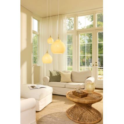 Halo Design 748006 - TOSCANA függőlámpa kábellel 1xE27/40W/230V átm. 27 cm bézs/sárgaréz