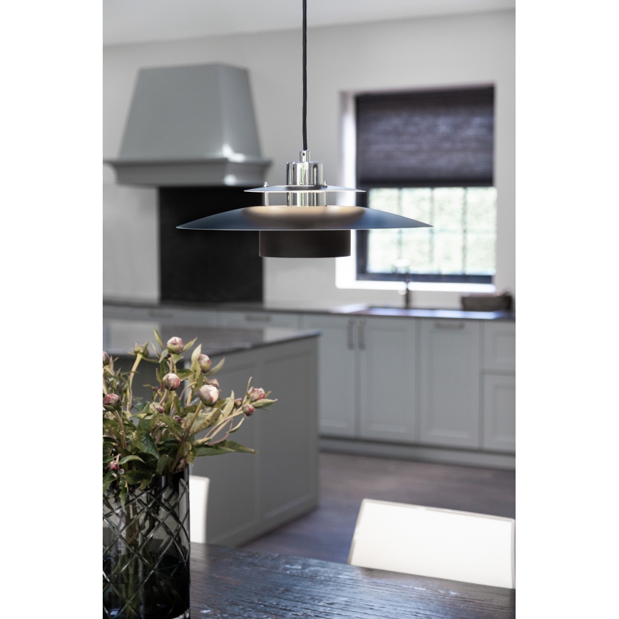 Halo Design 990259 - Kábeles függőlámpa SORUP 1xE27/40W/230V, átm. 40 cm, fekete/fényes króm