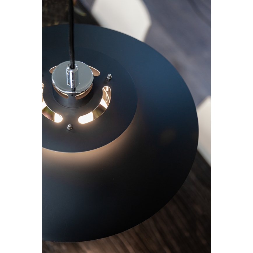 Halo Design 990259 - Kábeles függőlámpa SORUP 1xE27/40W/230V, átm. 40 cm, fekete/fényes króm