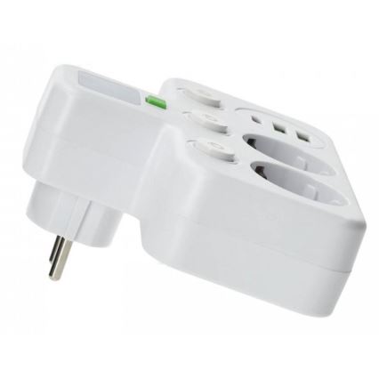 Elosztó aljzat kapcsolóval és LED-világítással LINEA PRO 2Z + 3xUSB A/C SCHUKO 4000K fehér