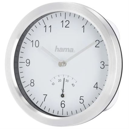 Hama - Fürdőszobai falióra hőmérővel 1xAA IPX4 ezüst