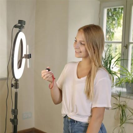 Hama - LED Dimmelhető körlámpa tripoddal LED/10W/5V á. 30 cm + távirányító