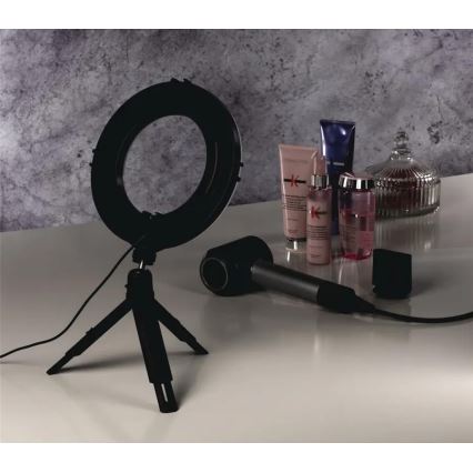 Hama - LED Dimmelhető körlámpa tripoddal LED/7,7W/5V á. 21 cm + távirányító