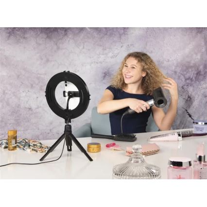 Hama - LED Dimmelhető körlámpa tripoddal LED/7,7W/5V á. 21 cm + távirányító