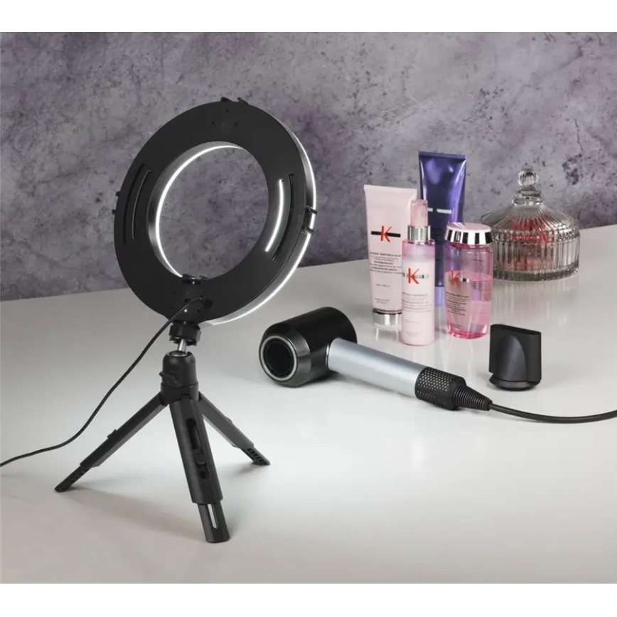 Hama - LED Dimmelhető körlámpa tripoddal LED/7,7W/5V á. 21 cm + távirányító