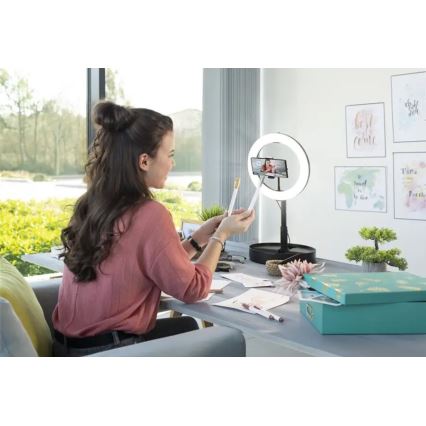 Hama - LED Dimmelhető körlámpa tripoddal LED/9,2W/5V á. 26,5 cm + távirányító