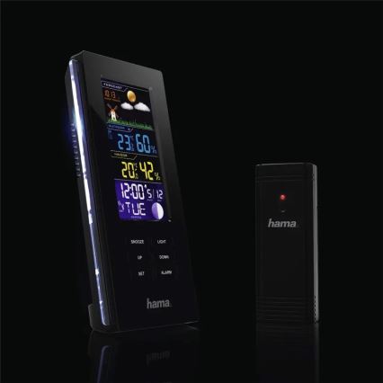 Hama - Meteorológiai állomás LCD kijelző és ébresztőóra 3xAAA fekete