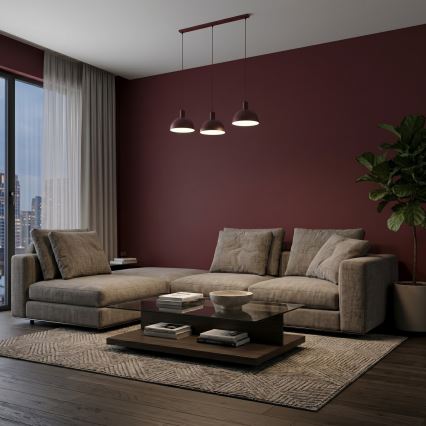 HANDA bordó kábeles csillár, 3x E27/15W/230V