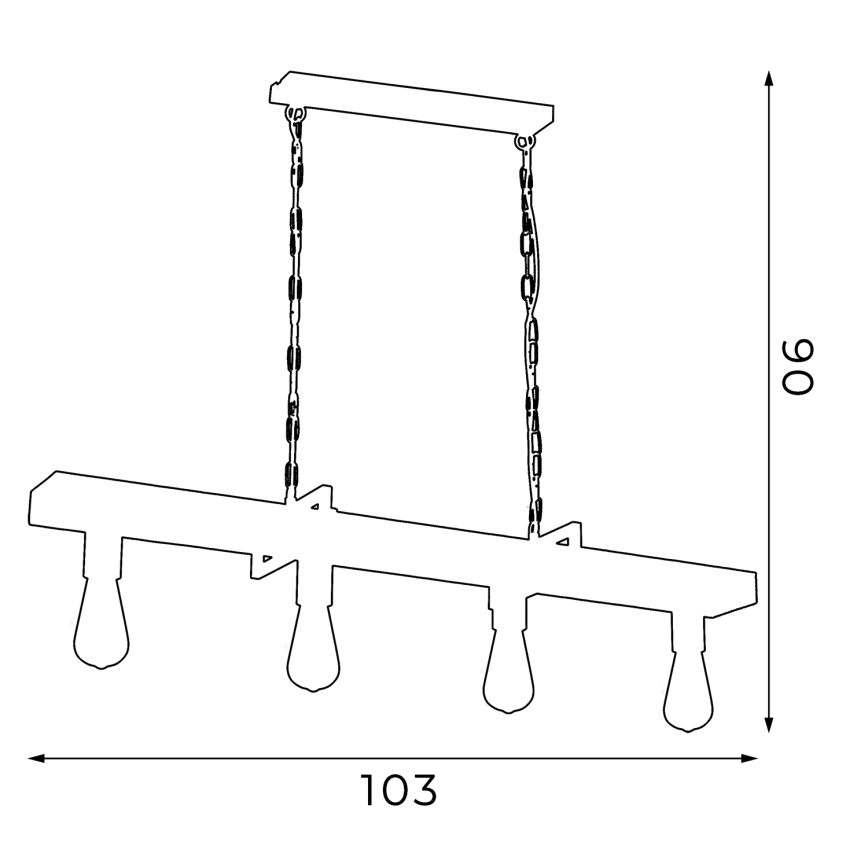 Láncos csillár HARD 4xE27/60W/230V fenyő