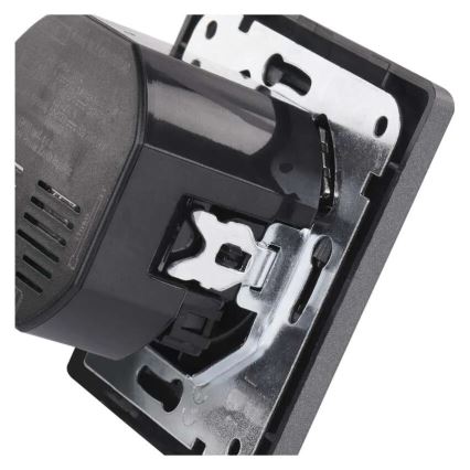 Háztartási fali aljzat USB-A+USB-C, francia kivitel, 250 V/16 A, antracit
