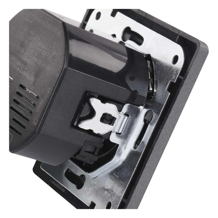 Háztartási fali aljzat USB-A+USB-C, francia kivitel, 250 V/16 A, antracit