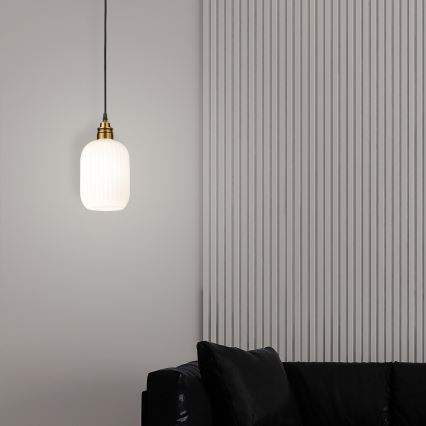 HECTOR zsinóros csillár 1xE27/15W/230V fehér/sárgaréz, átm. 14 cm