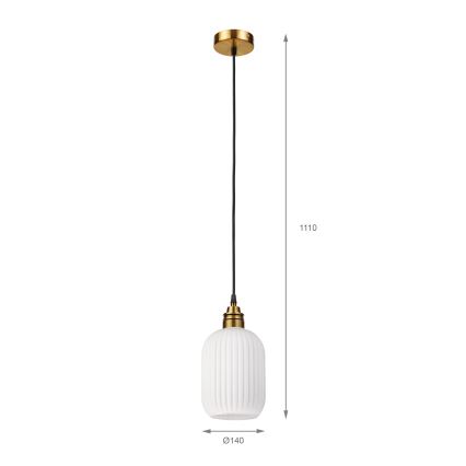 HECTOR zsinóros csillár 1xE27/15W/230V fehér/sárgaréz, átm. 14 cm