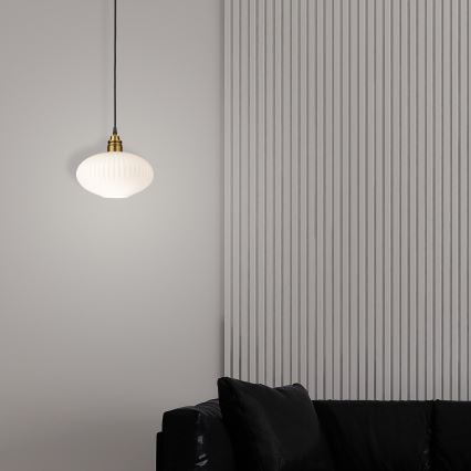 HECTOR zsinóros csillár 1xE27/15W/230V fehér/sárgaréz, átmérő 25 cm