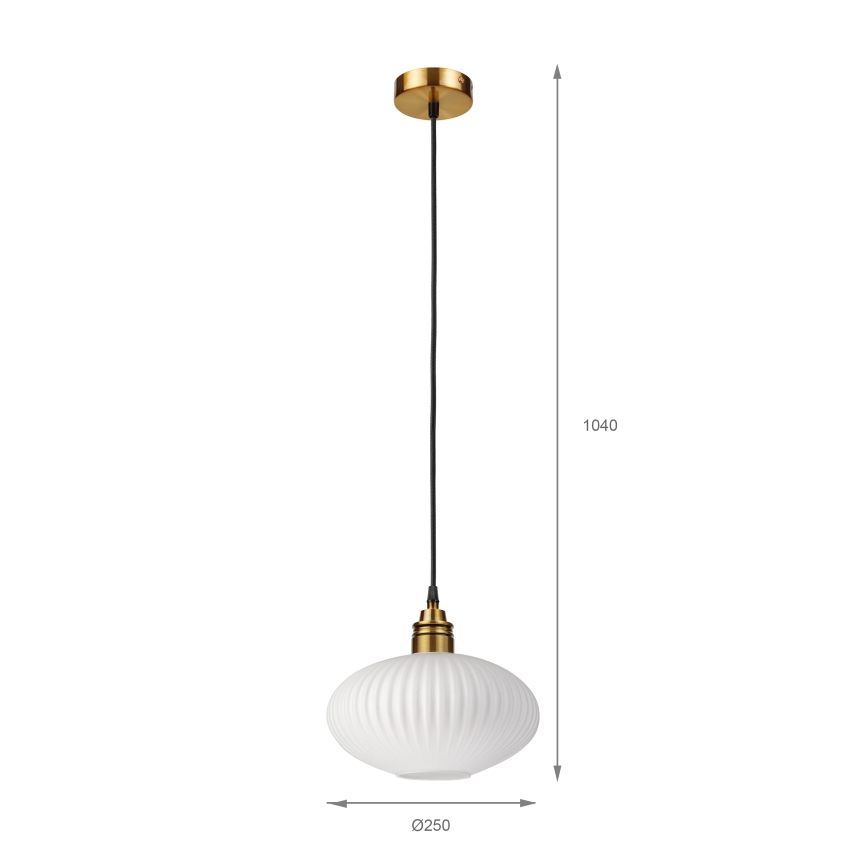 HECTOR zsinóros csillár 1xE27/15W/230V fehér/sárgaréz, átmérő 25 cm