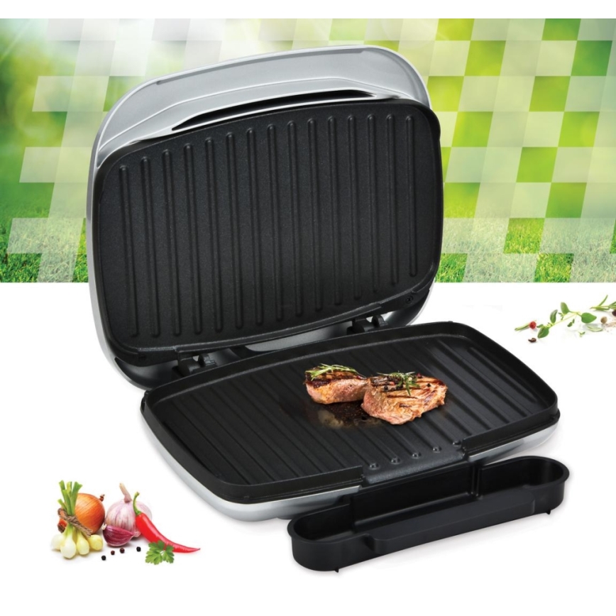 Heinner HEG-F1000SL - Kontaktgrill 1000W/230V matt króm/fekete