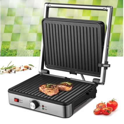 Heinner HEG-K2000SS - Kontaktgrill 2000W/230V matt króm/fekete