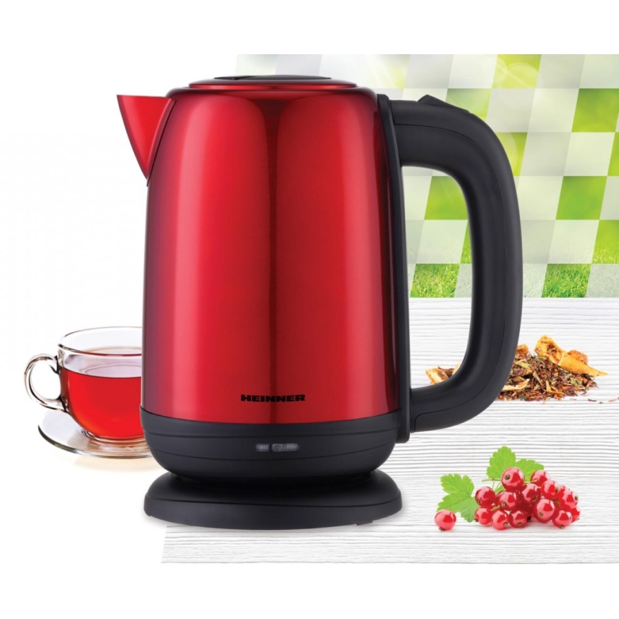 Heinner HEK-2200RDSS - Elektromos vízforraló 1,7 l 2200 W/230 V piros/fekete