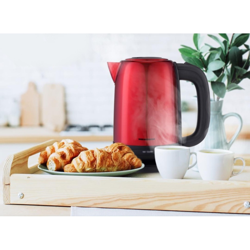 Heinner HEK-2200RDSS - Elektromos vízforraló 1,7 l 2200 W/230 V piros/fekete