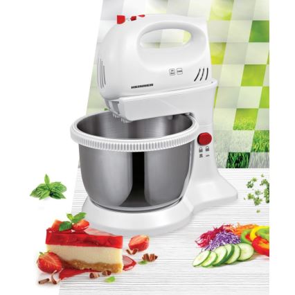 Heinner HMBR-300W - Kézi habverő forgatható keverőtállal, 300 W/230 V, fehér