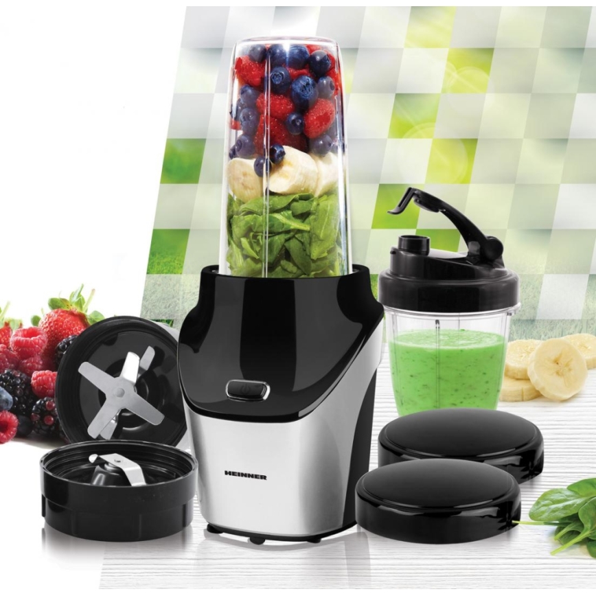 Heinner HSB-T1000SS - Smoothie nutri turmixgép 1000 W/230 V matt króm/fekete